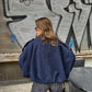 Navy Suede Jacket With Golden Zipper