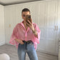 Pink Oversized 3/4 Sleeve Shirt