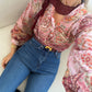 Burgundy Chiffon Vintage Blouse With Ribbons