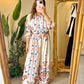 Floral White Red Oversized Shirt Set