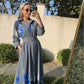 Grey X Blue Floral Belted Shirt Dress