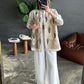 Beige Embroidered Leaves Linen Shirt
