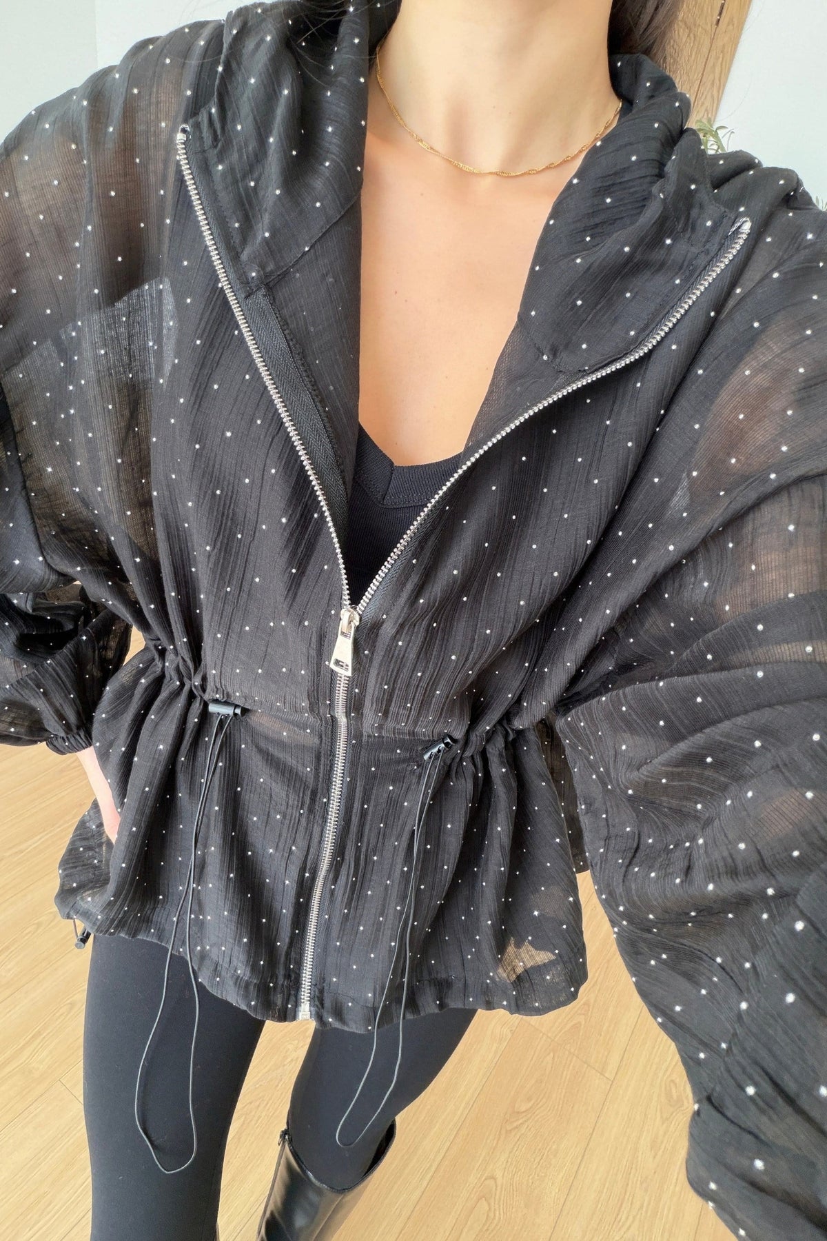 Sparkly Organza Black Studded Jacket