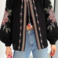 Tasseled Black Embroidered Cardigan