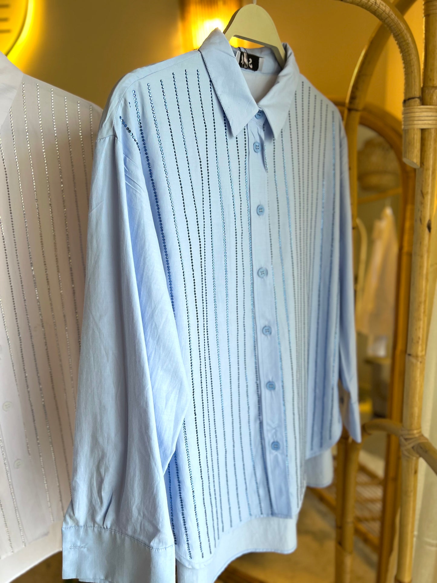 The Glam Blue Stone Embellished Shirt