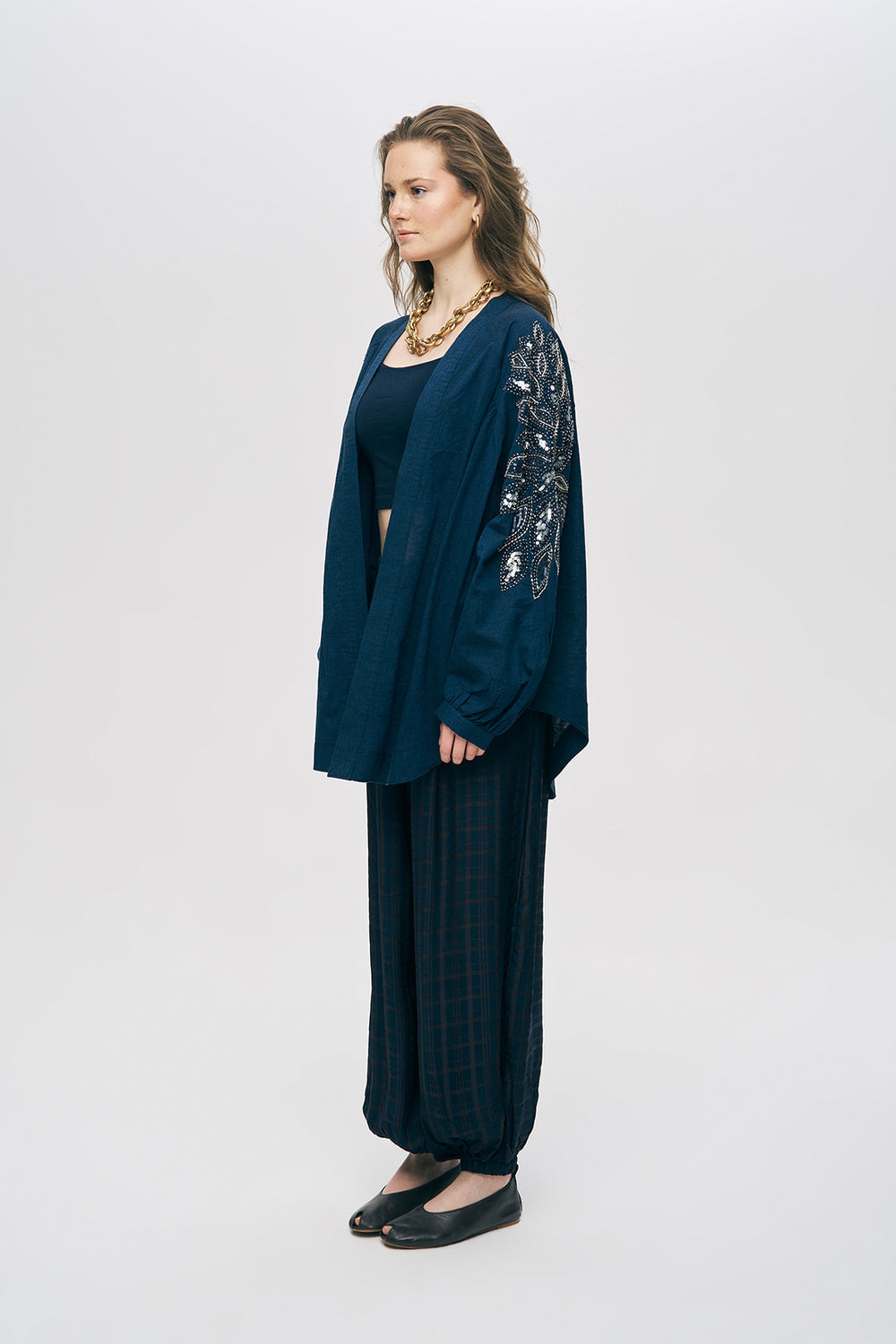 Navy Sequins Kimono