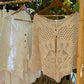 Beige Crochet Top With Buttons