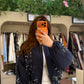 Navy Embroidered Bomber Jacket