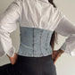 Denim Corset X White Shirt