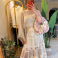 Cotton Lace & Crochet Beige Elastic Waist Skirt