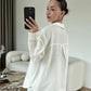 Off White Premium Linen V Neck Shirt