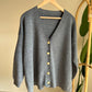 Grey Oversized Cardigan With Golden Buttons