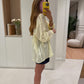Butter Yellow Striped Linen V Neck Shirt