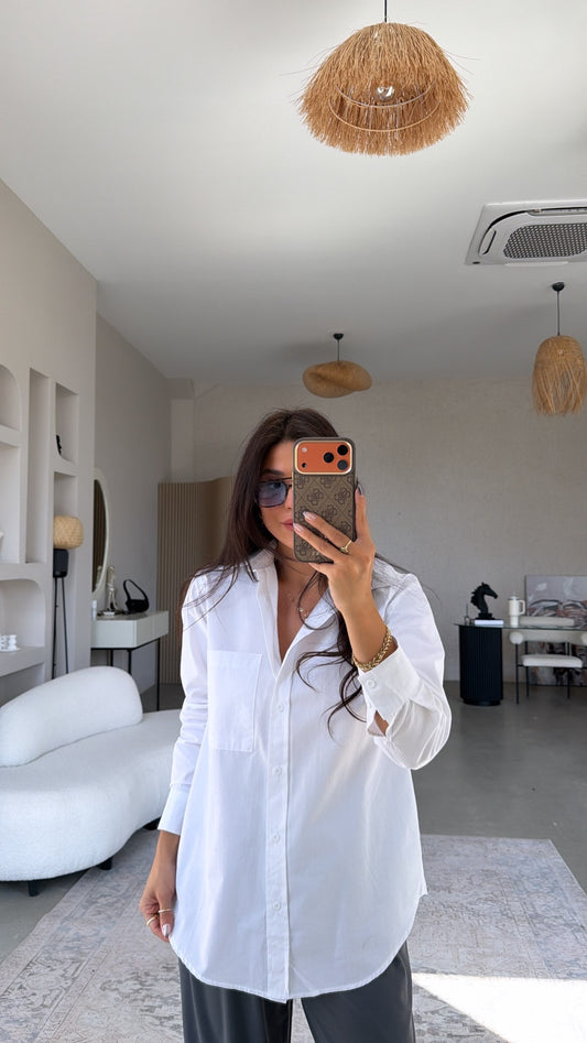 Premium Basic Oversized Cotton White Shirt