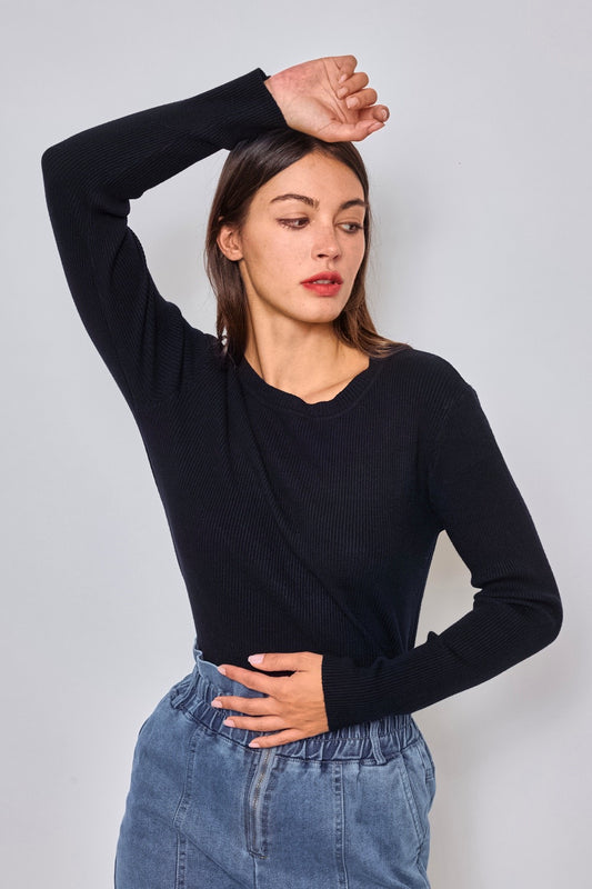 Ribbed Black Basic Top