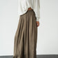 Olive Crinkled Satin Flowy Pants