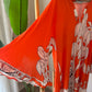 Orange Butterfly Sleeves Dress With Side Slits