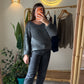 Grey Boat Neck Heavy Pullover