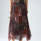 Boho Patchwork Asymmetrical Chiffon Skirt With Leather Belt