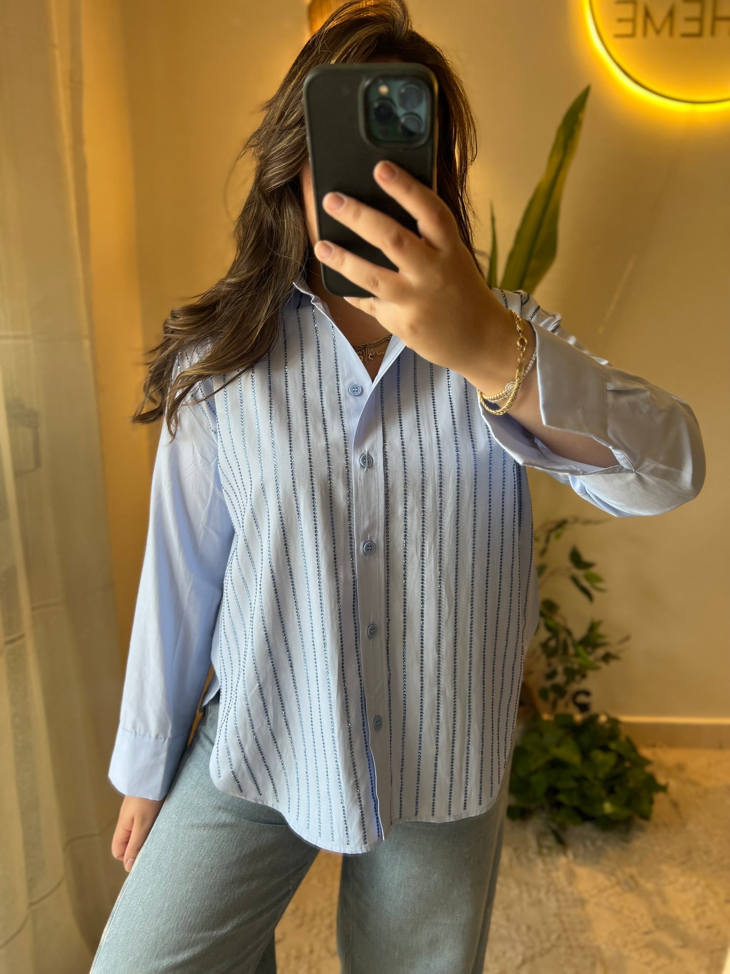 The Glam Blue Stone Embellished Shirt