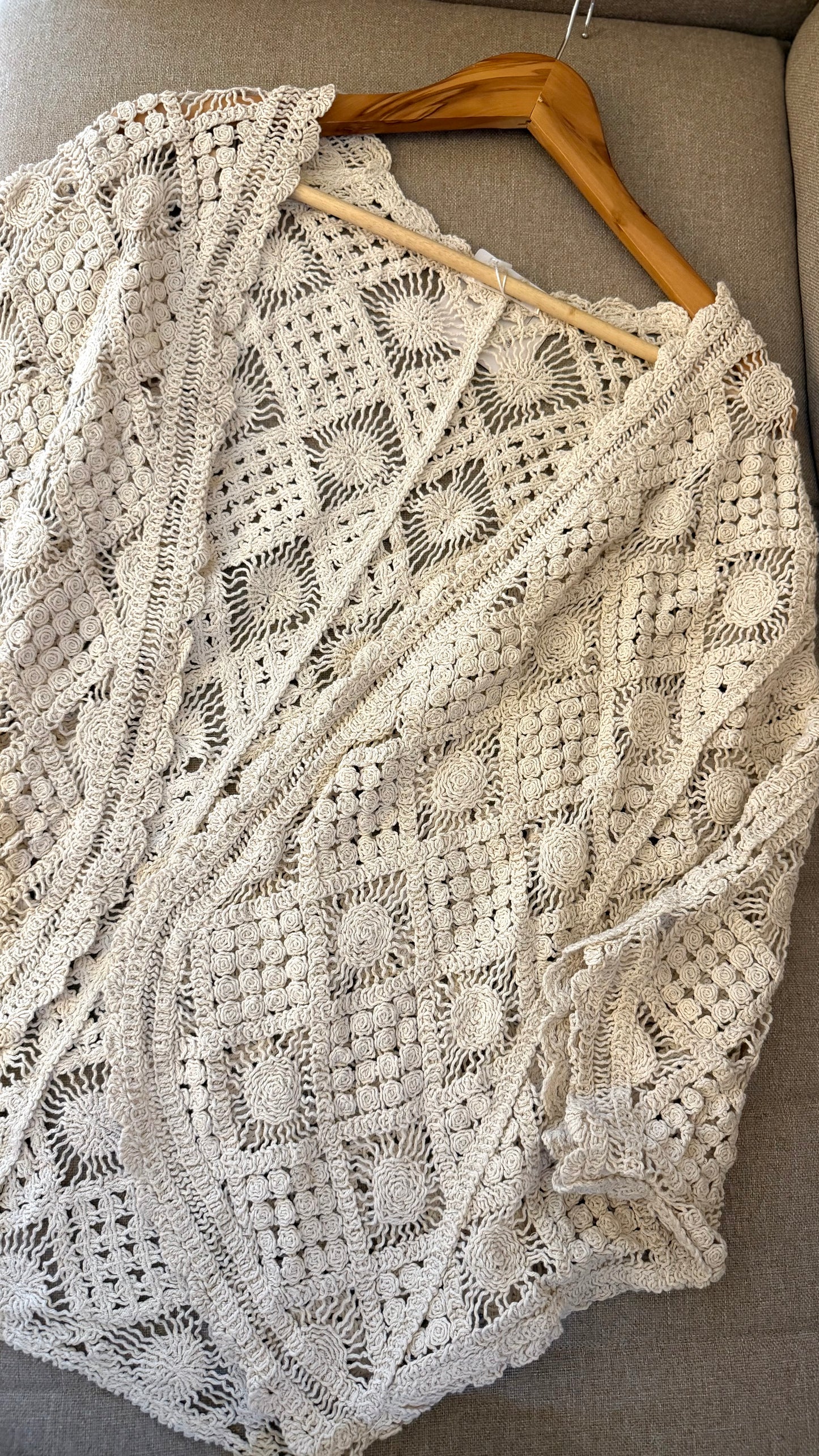 Italian White Crochet Kimono