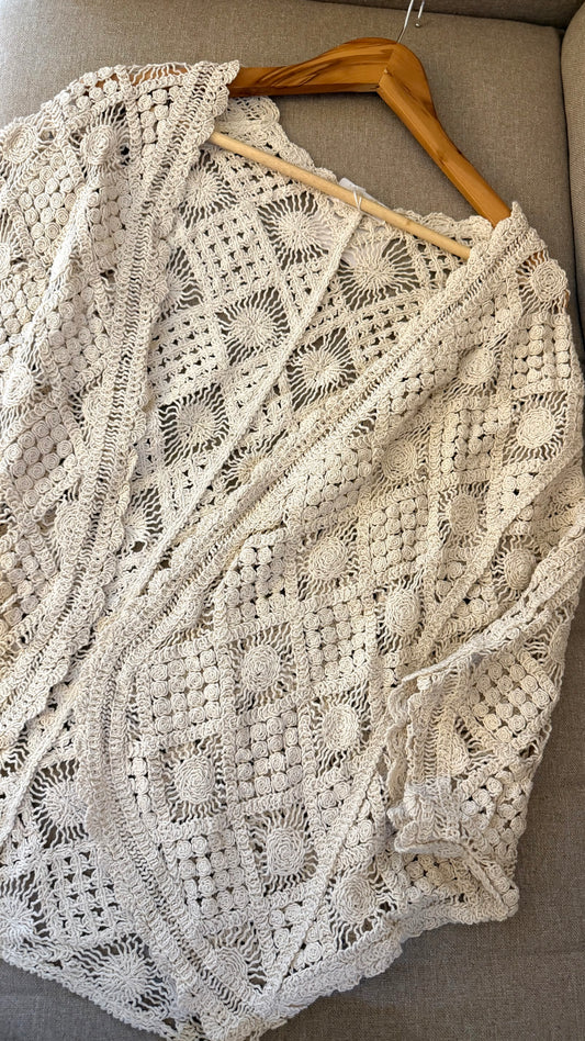Italian White Crochet Kimono
