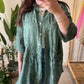 Green Embroidered Floral Lace Long Shirt