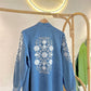 Light Blue Denim Embroidered Floral Kimono