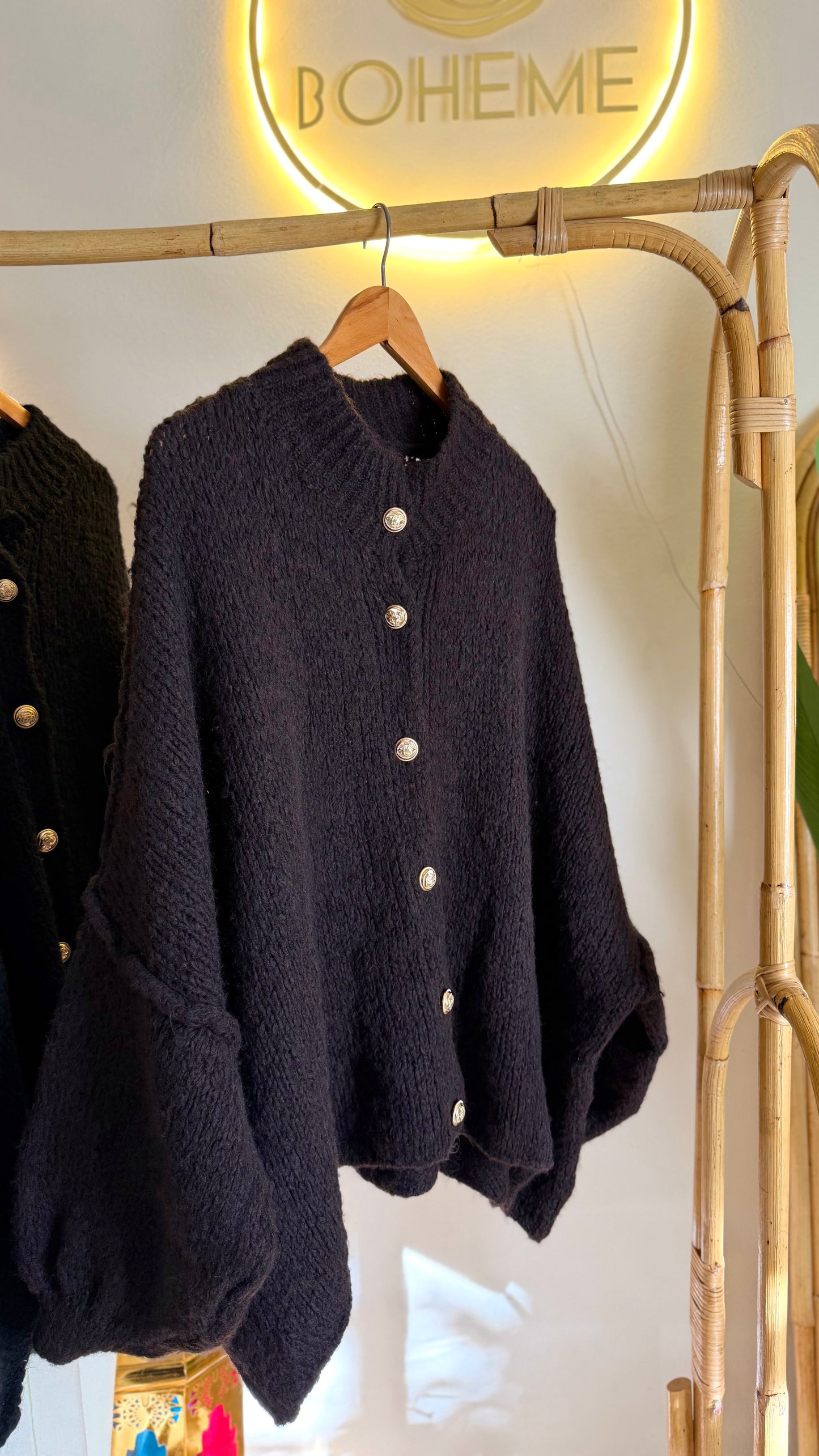 Italian Brown Triko Cardigan With Golden Buttons