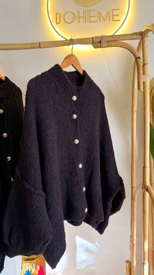 Italian Brown Triko Cardigan With Golden Buttons