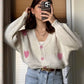 Beige X Pink Heart Triko Cardigan