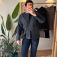Grey Wool Jacket With Pockets & Detachable Scarf