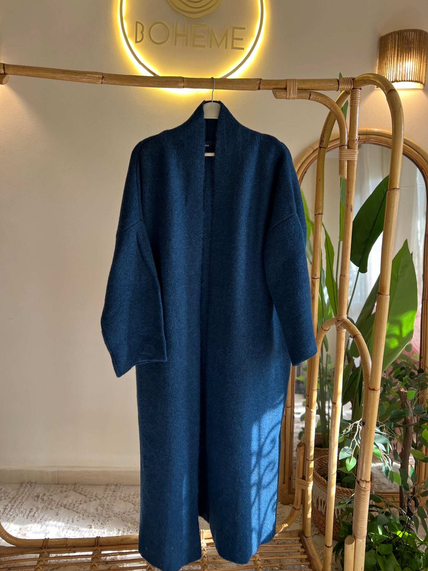 Blue Heavy Longline Coat Cardigan