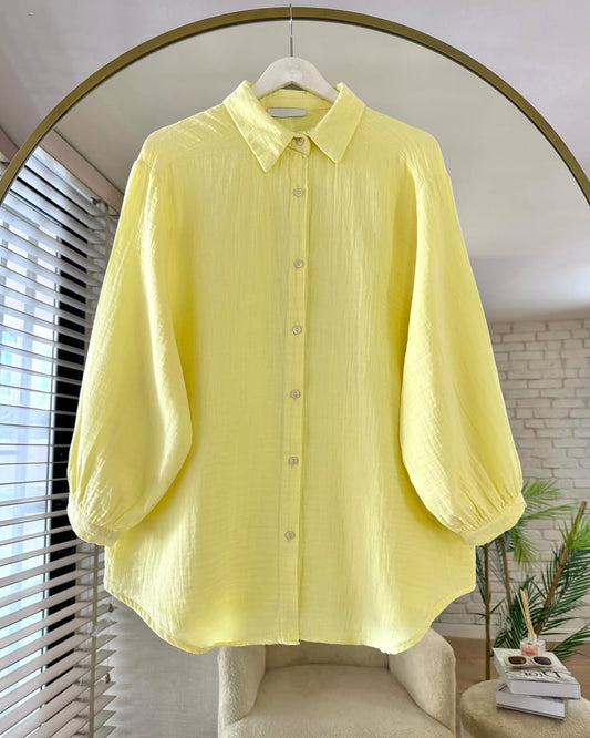 Yellow Muslin Cotton Oversized Shirt