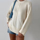 Cream Oversized Pullover With Side Slits