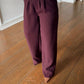 Burgundy Classic Pants With Golden Button