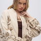 Beige Embroidered Bomber Jacket