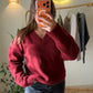 Burgundy V Neck Pullover