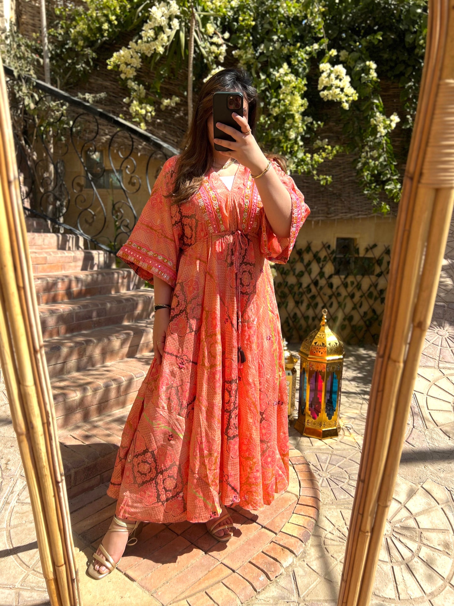 The Moroccan Orange Embroidered Dress
