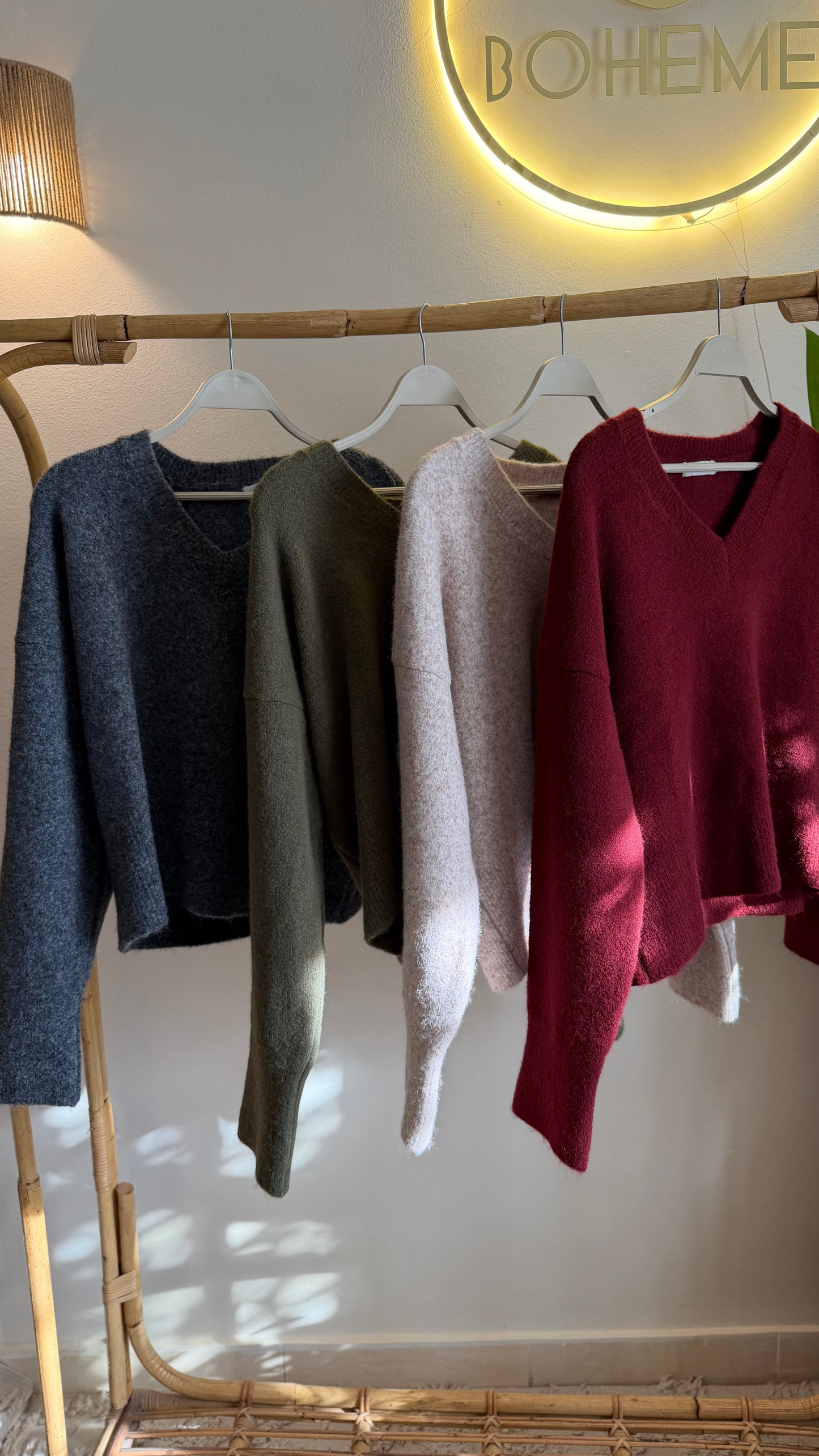 Beige V Neck Pullover