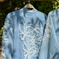 Light Blue Denim Embroidered Floral Kimono