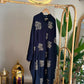 Black Boho Shirt Dress With Golden Threads Embroidery