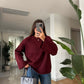 Maroon Round Neck Pullover With Bell Sleeves