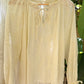 Boho Beige Embroidery Blouse With Ties