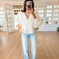 Dantel Detailed White Blouse