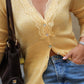 Yellow Cardigan With Floral Lace