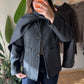 Grey Wool Jacket With Pockets & Detachable Scarf