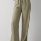 Washed Olive Wide Pants With Elastic Waist