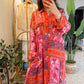 Pink X Red Paisly Shirt Dress With Pockets