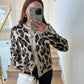 Leopard Beige Cardigan With Golden Buttons